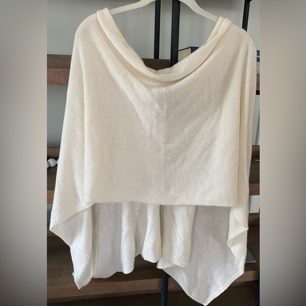 Claudia Nichole Cashmere Dress Topper Poncho in Cream Wrap Scarf Shawl Cape OS